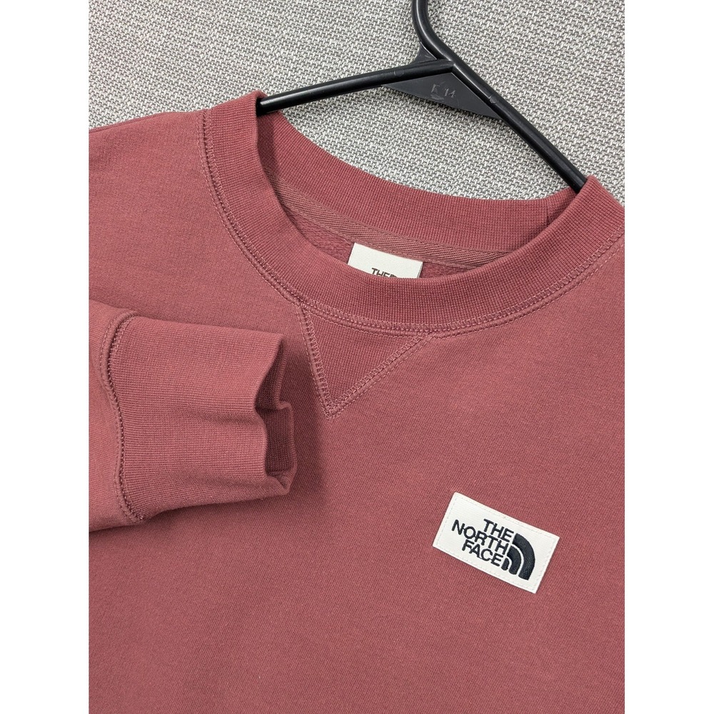 The North Face Sweatshirt Womens Small Pink Crew Neck Logo Fleece Pullover